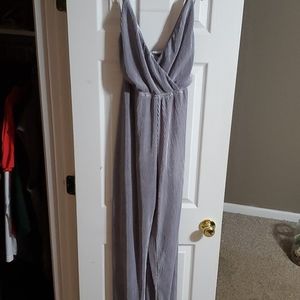 Silver Criss Cross Back Jumpsuit Ark NC Brand